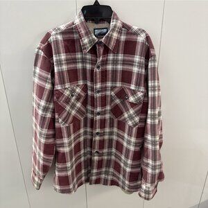 Vtg Fieldmaster Multi Plaid Flannel Button Sears Perma Prest Shirt Mens Medium